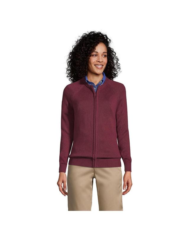 Lands End School Uniform Womens Cotton Modal Zip-front Cardigan Sweater Product Image