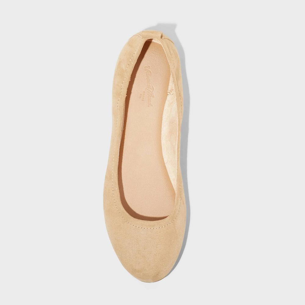 Women's Danielle Scrunch Ballet Flats with Memory Foam Insole - Universal Thread™ Beige 6 Product Image