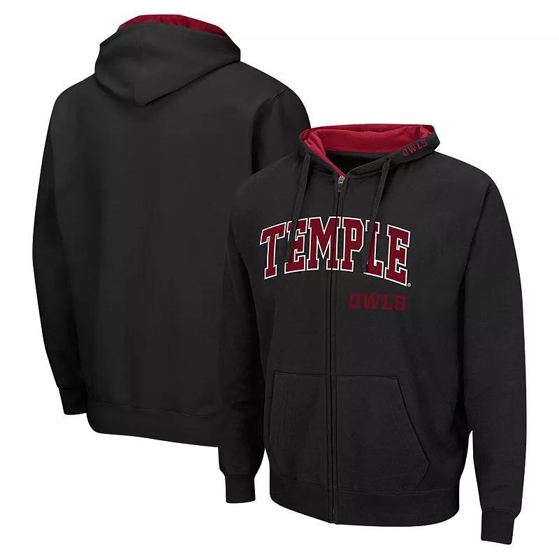 Mens Colosseum Black Temple Owls Arch & Logo 3.0 Full-Zip Hoodie Product Image