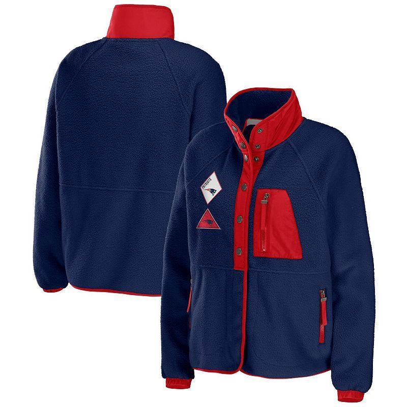 Womens WEAR by Erin Andrews New England Patriots Polar Fleece Raglan Full-Snap Jacket Blue Product Image