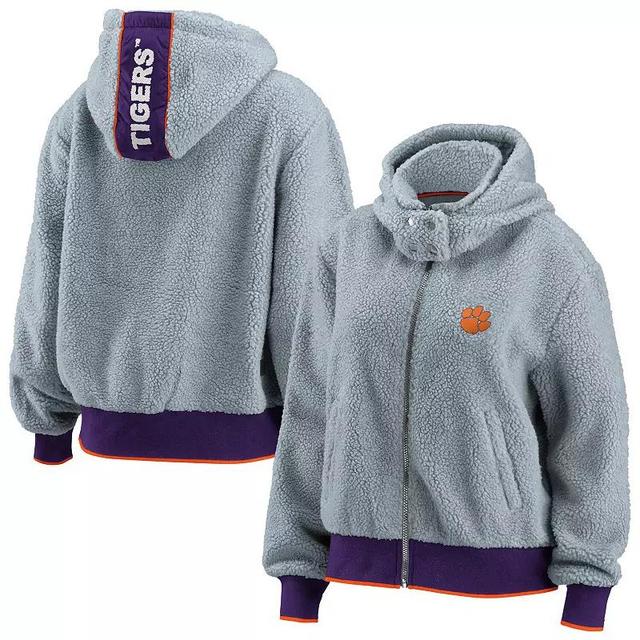 Womens WEAR by Erin Andrews Gray Texas Longhorns Sherpa Full-Zip Hoodie Product Image