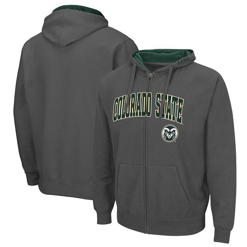 Mens Colosseum Charcoal Colorado State Rams Arch & Logo 3.0 Full-Zip Hoodie Grey Product Image