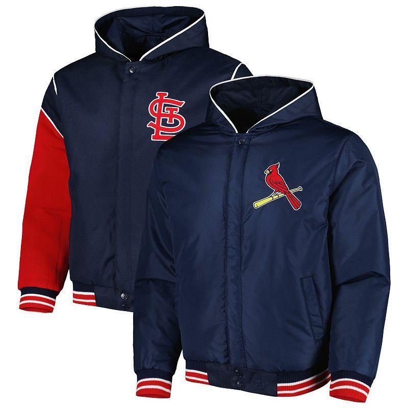 Mens JH Design St. Louis Cardinals Reversible Fleece Full-Snap Hoodie Jacket Blue Product Image