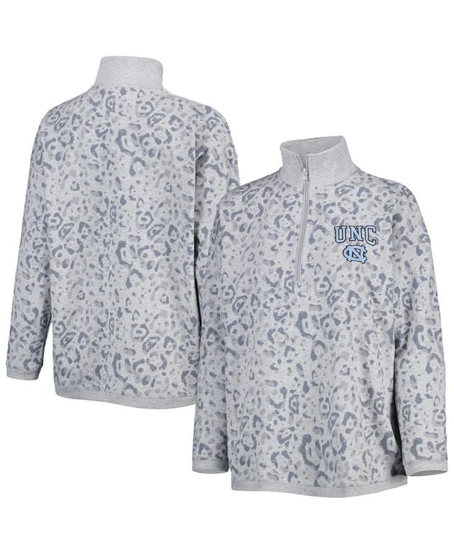 Womens Gameday Couture Heather Gray North Carolina Tar Heels Leopard Quarter-Zip Sweatshirt Product Image