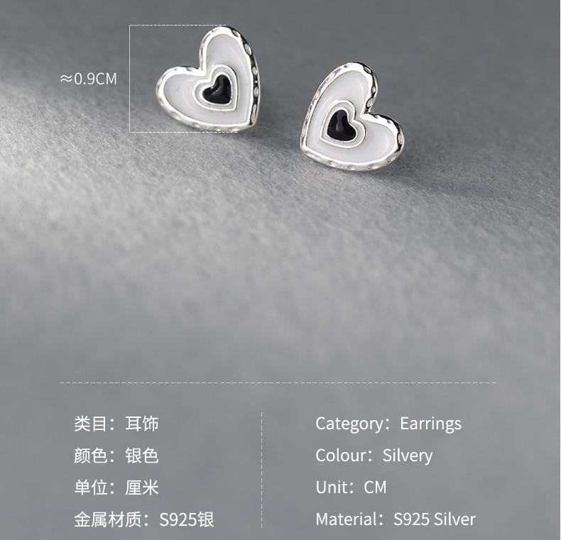 S925 Sterling Silver Heart Stud Earring Product Image