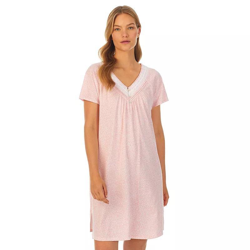 Womens Carole Hochman Short Sleeve Nightgown Pink Floral Vine Product Image