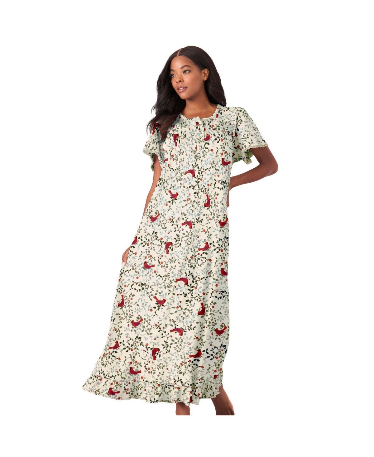 Dreams & Co. Womens Long Floral Print Cotton Gown Product Image