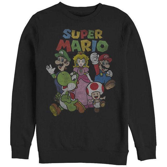 Mens Super Mario Distressed Group Photo Fleece Sweatshirt Product Image