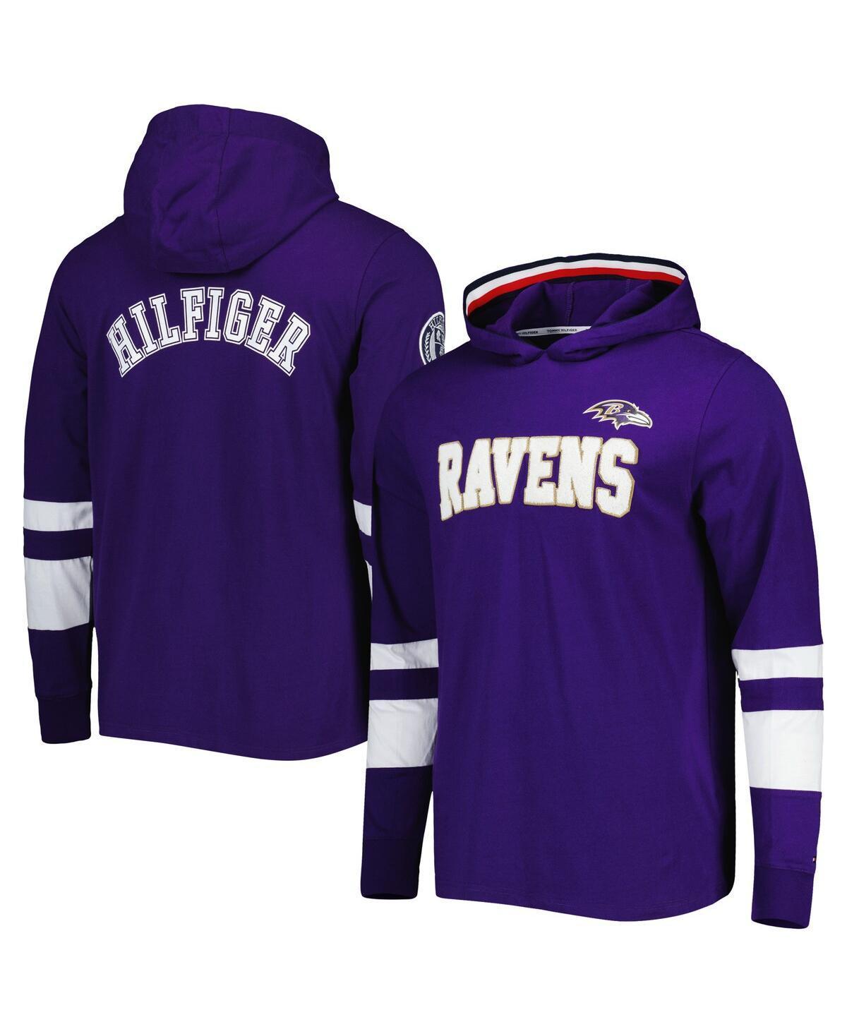 Men's Tommy Hilfiger Purple/White Baltimore Ravens Alex Long Sleeve Hoodie T-Shirt Product Image