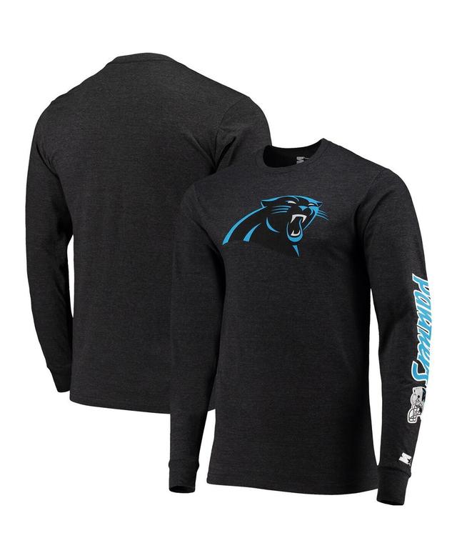 Mens Starter Heathered Black Carolina Panthers Halftime Long Sleeve T-shirt Product Image