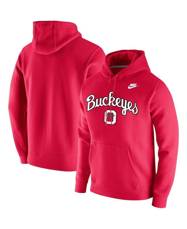 Mens Nike Scarlet Ohio State Buckeyes Script Vintage School Logo Pullover Hoodie Product Image