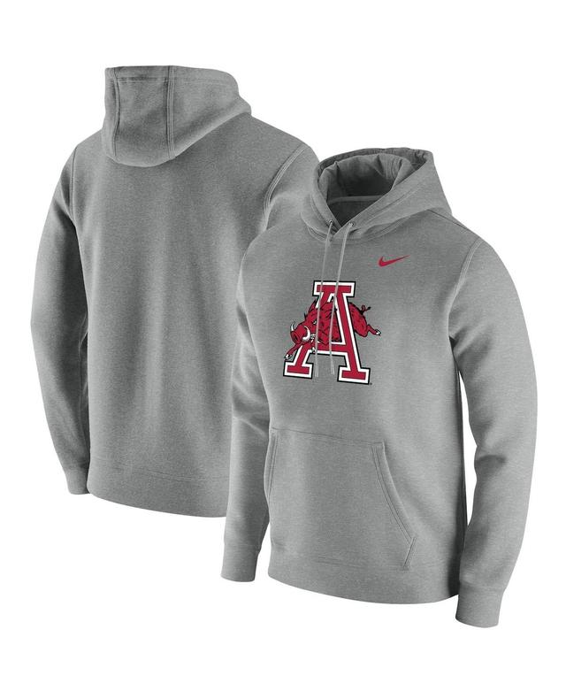 NIKE Men's Heathered Gray Arkansas Razorbacks Vintage-like School Logo Pullover Hoodie Product Image