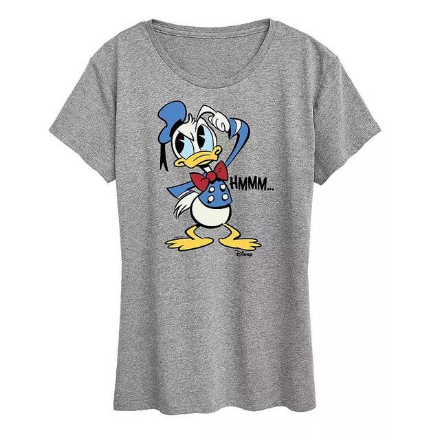 Disneys Donald Duck Womens Hmmm Graphic Tee Grey Gray Product Image