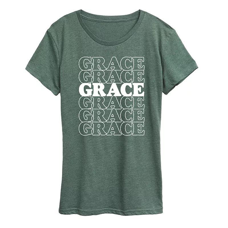 Womens Grace Stacked Graphic Tee Grey Green Product Image