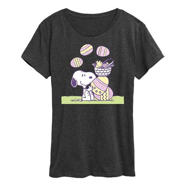 Womens Peanuts Snoopy & Woodstock Easter Graphic Tee Dark Grey Product Image