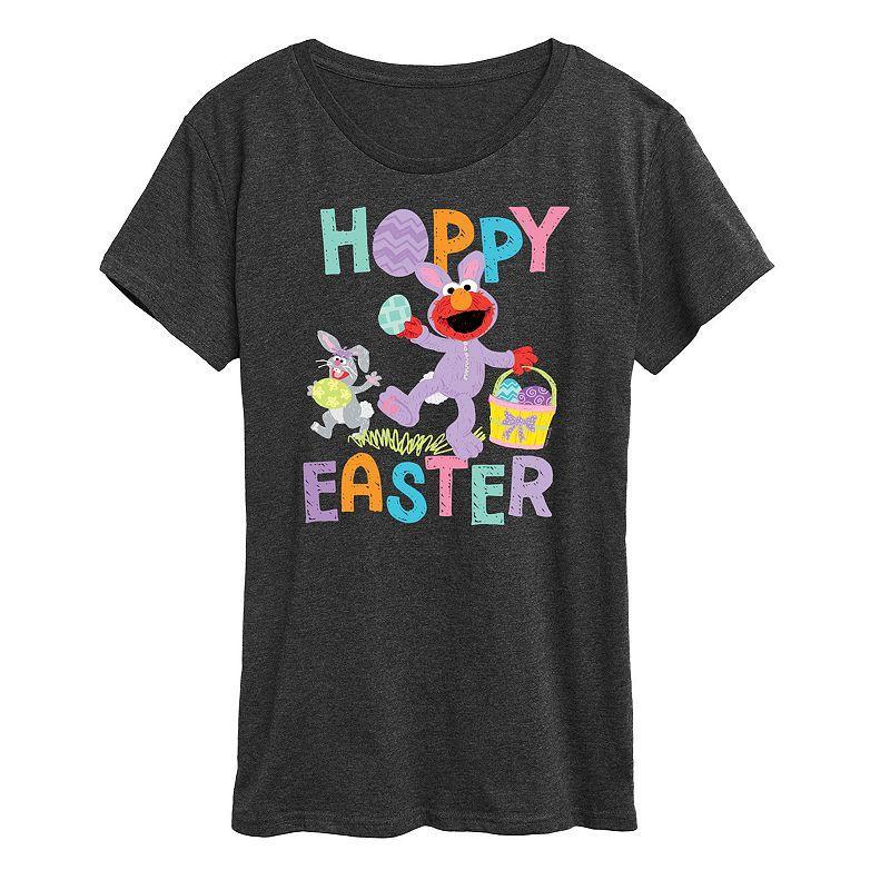 Womens Sesame Street Elmo Hoppy Easter Graphic Tee Heather Grey Product Image