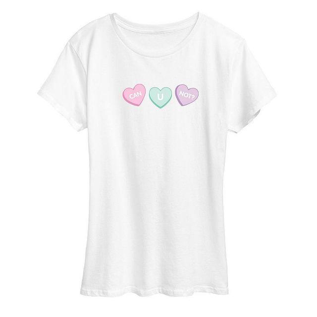 Womens Can U Not Conversation Hearts Graphic Tee Product Image