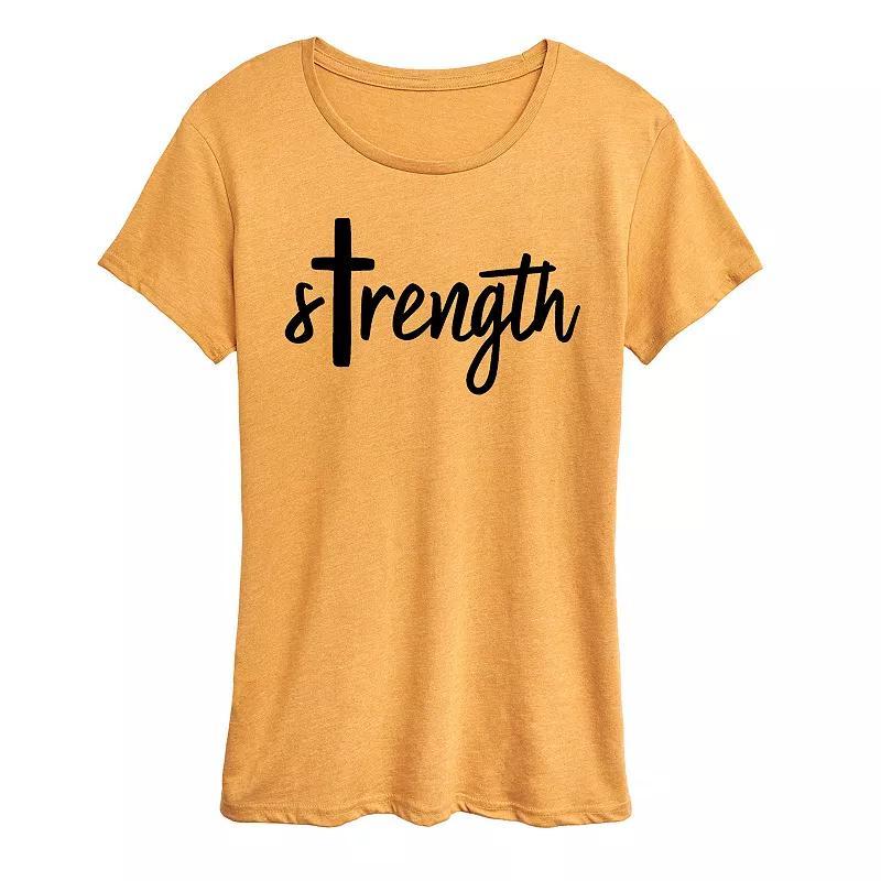 Womens Strength Cross Graphic Tee Grey Yellow Product Image