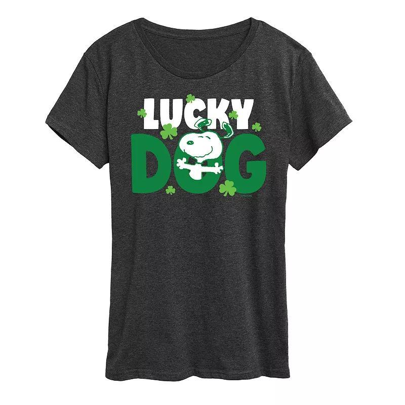 Womens Peanuts Snoopy Lucky Dog Graphic Tee Product Image