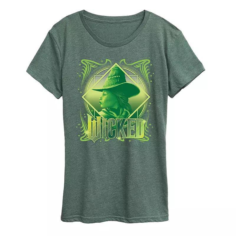 Womens Wicked Elphaba Portrait Tee Grey Green product image