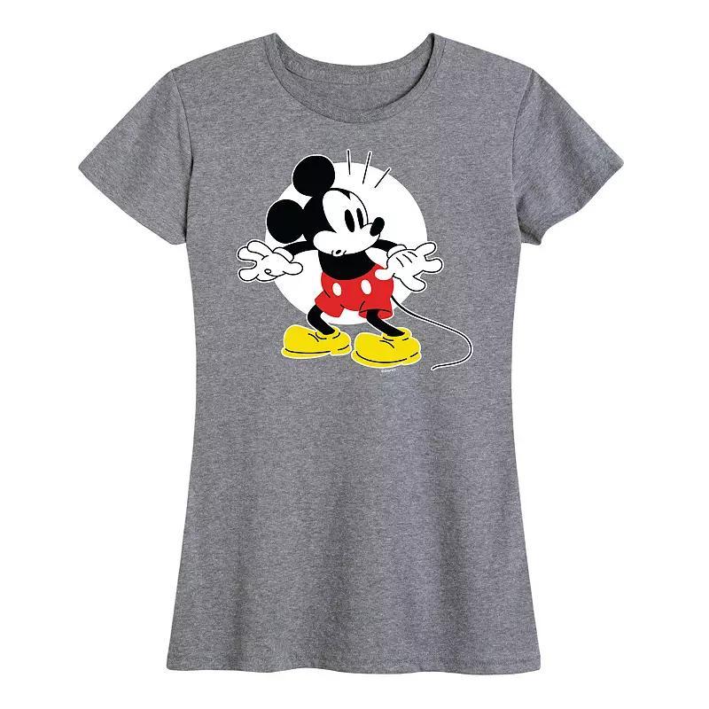 Disneys Mickey Mouse Womens Surprised Graphic Tee Grey Gray Product Image