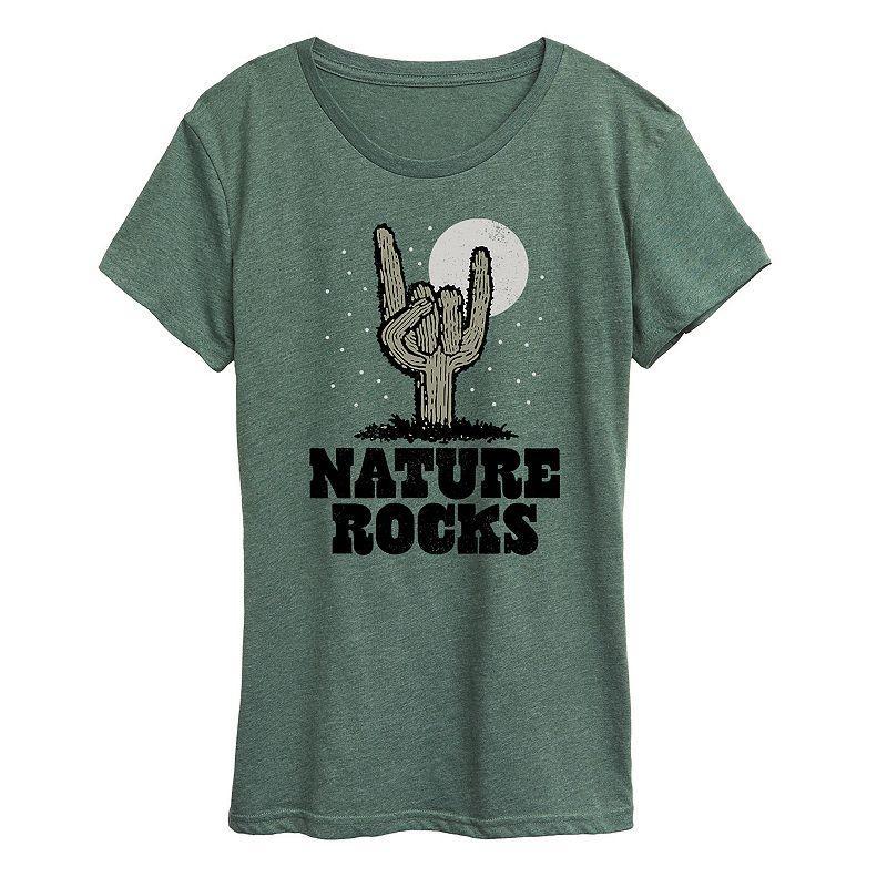 Womens Nature Rocks Graphic Tee Grey Green Product Image