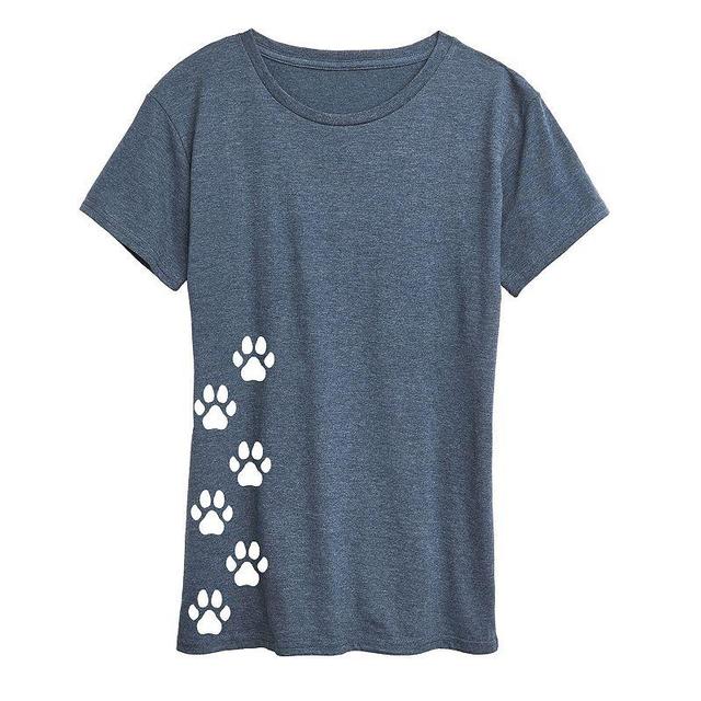 Womens Vertical Pawprints Graphic Tee Product Image