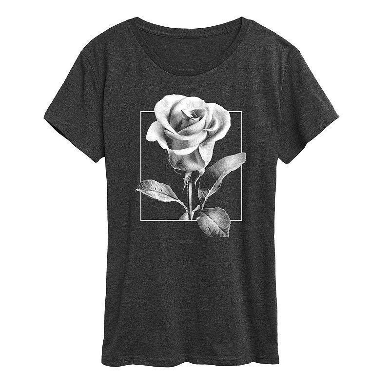 Womens White Rose Graphic Tee Heather Grey product image