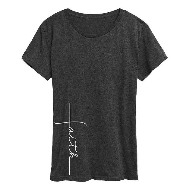 Womens Faith Cross Graphic Tee Heather Grey Product Image