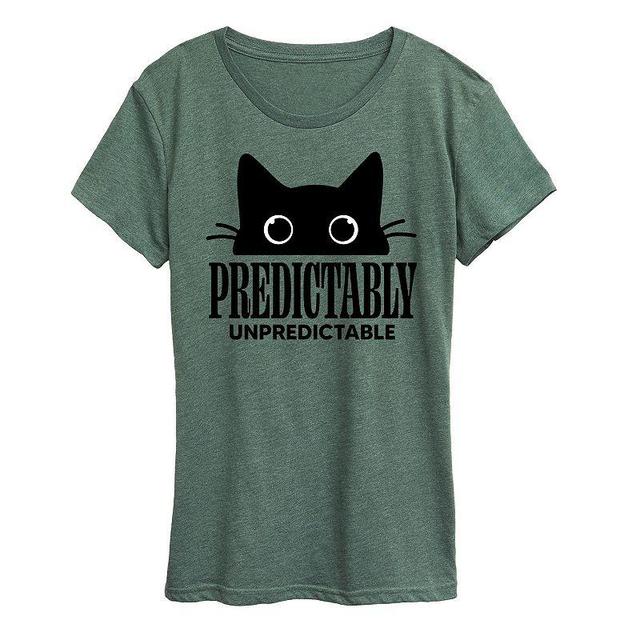 Plus Predictably Unpredictable Cat Graphic Tee, Womens Grey Green Product Image