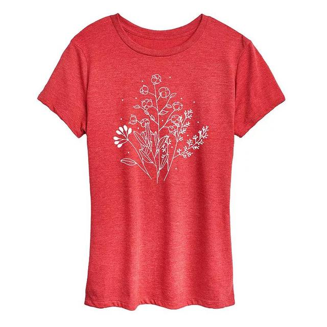 Instant Message Womens Womens Tee Shirts HEATHER Red Fall Flowers Relaxed-Fit Tee - Women Product Image