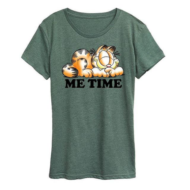 Womens Garfield Me Time Sketch Graphic Tee, Girls Grey Green Product Image