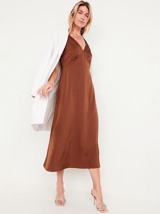 Sleeveless Satin Midi Slip Dress Product Image