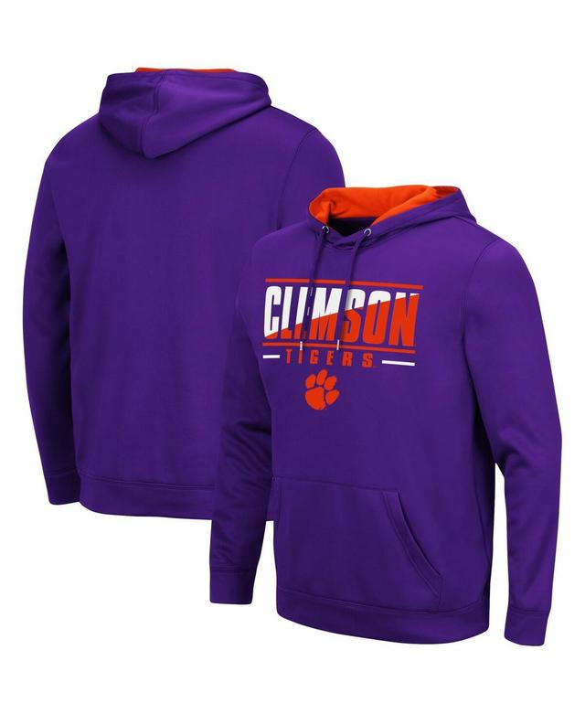 Mens Colosseum Purple Clemson Tigers Slash Stack 2.0 Pullover Hoodie Product Image