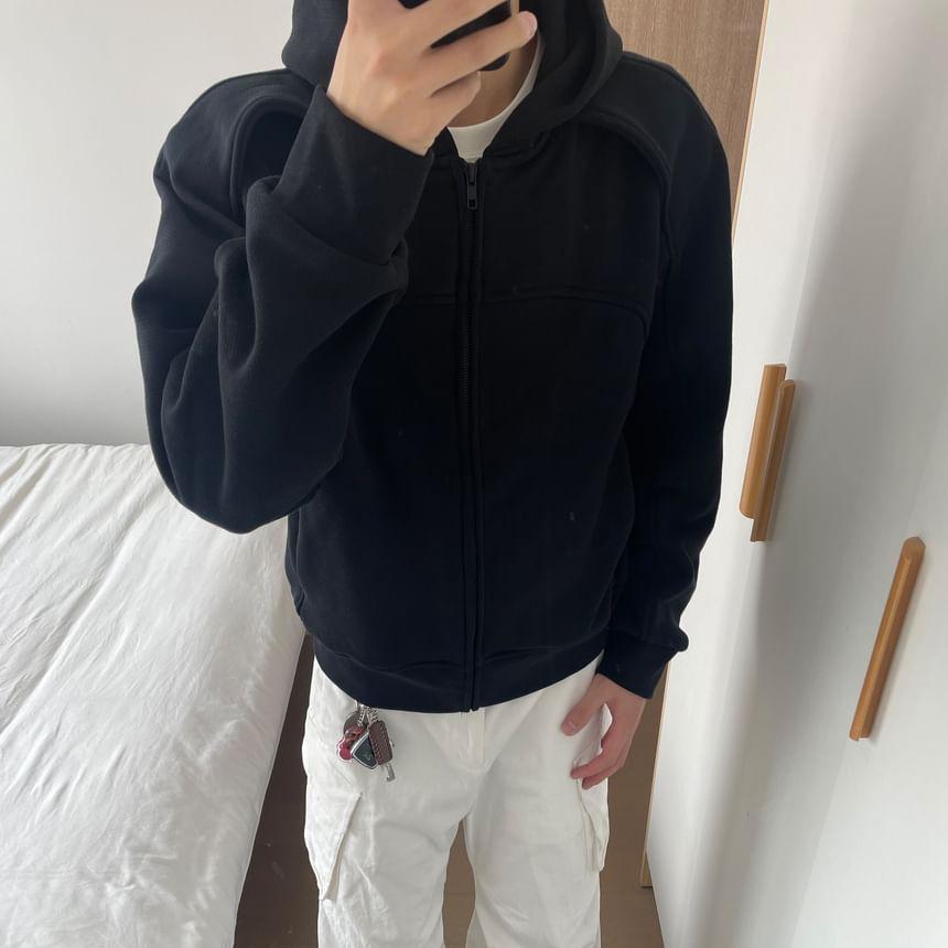 Plain Zip-Up Hoodie Product Image