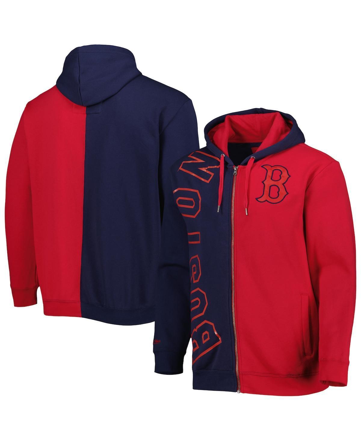 Mens Mitchell & Ness /Red Boston Red Sox Fleece Full-Zip Hoodie Blue Product Image