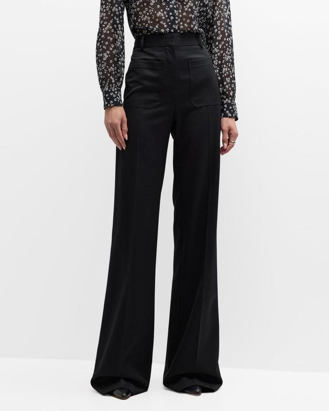 Nili Lotan Christophe Wide Leg Virgin Wool Pants Product Image