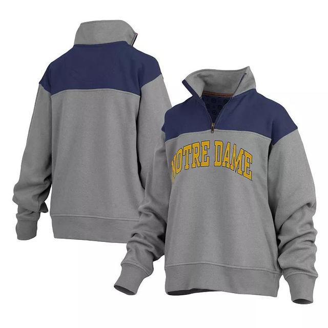 Womens Pressbox Gray Notre Dame Fighting Irish Avon Fleece Quarter-Zip Jacket Product Image