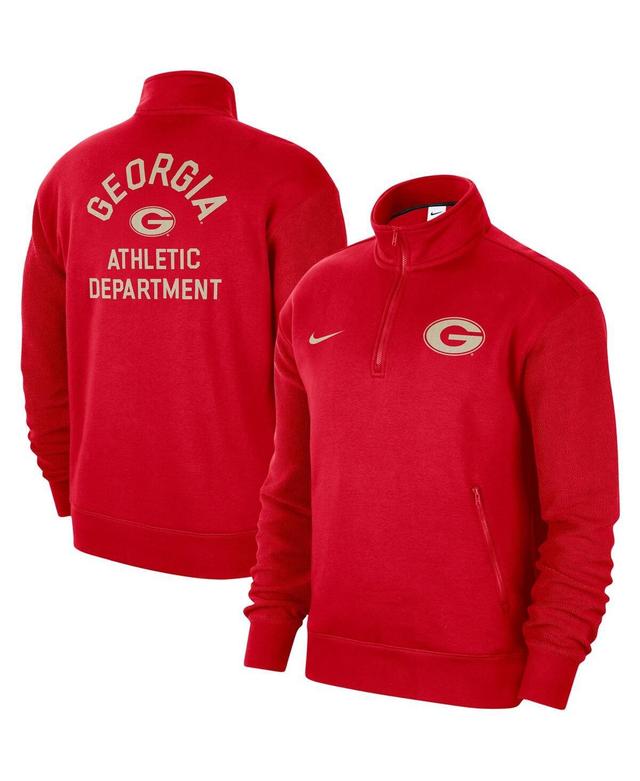 Mens Nike Red Georgia Bulldogs Campus Athletic Department Quarter-Zip Sweatshirt Product Image