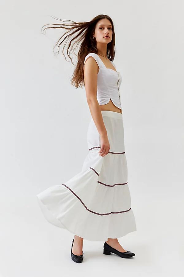 Daisy Street Tiered Embroidered Maxi Skirt Womens at Urban Outfitters Product Image