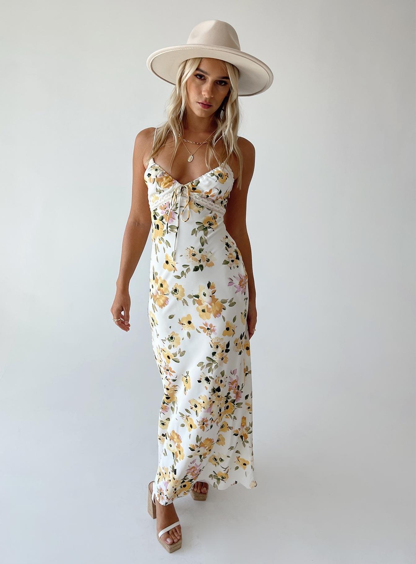 Emily Maxi Dress White / Yellow Floral Product Image