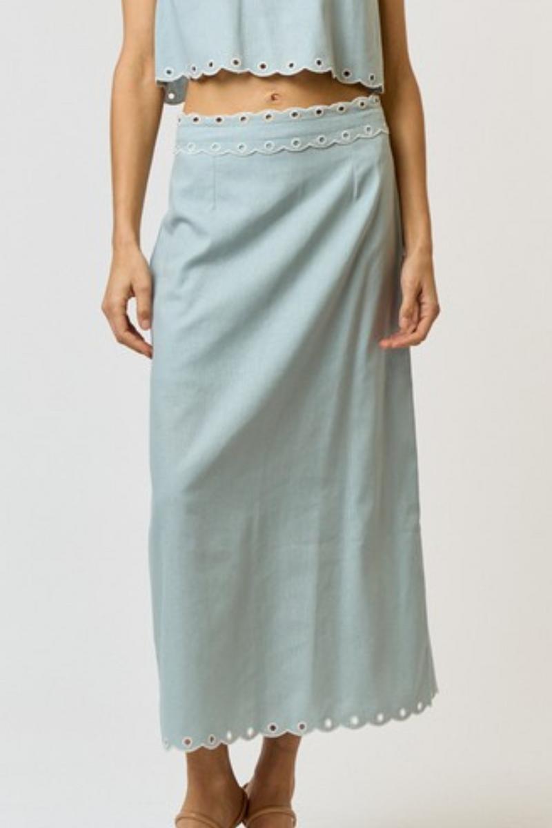 Embroidered Det Midi Skirt Product Image