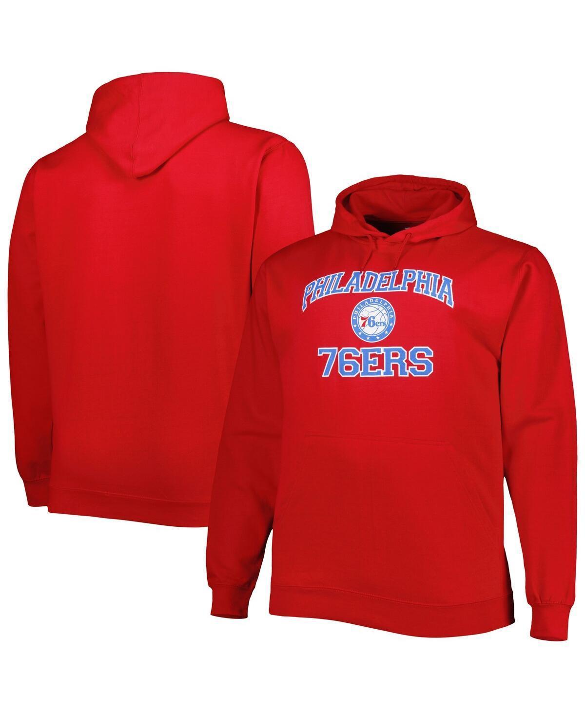 Mens Red Philadelphia 76ers Big & Tall Heart & Soul Pullover Hoodie Product Image