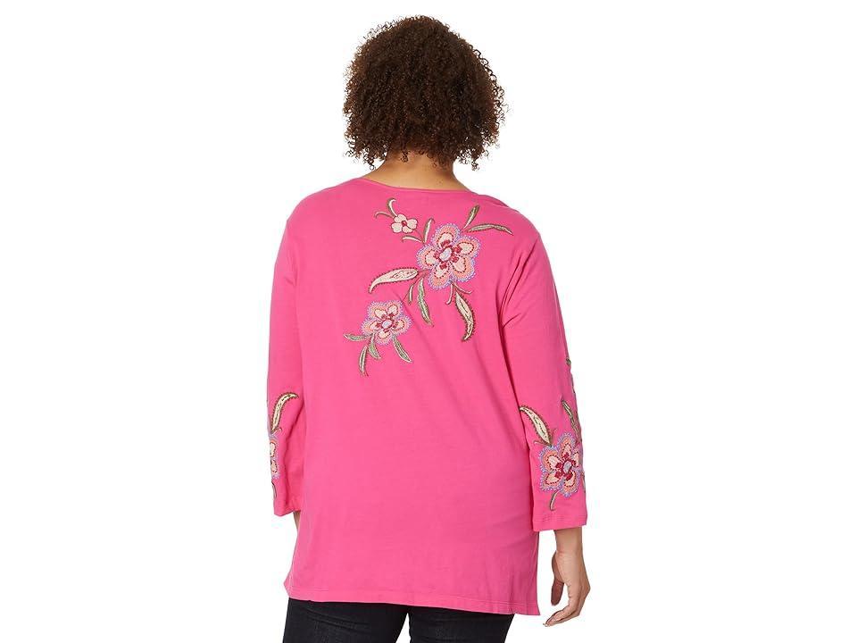 Johnny Was Wmns Libbi 3/4 Sleeve Button Front Tee Women's Clothing Product Image