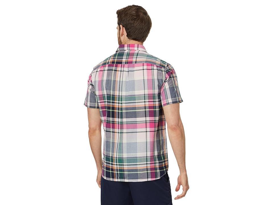 Vineyard Vines Madras Plaid Short Sleeve Shirt (Flamingo Plaid) Men's Jacket Product Image