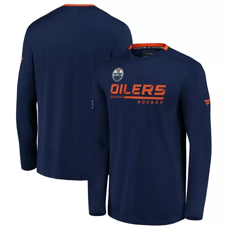 Mens Fanatics Branded Navy Edmonton Oilers Authentic Pro Locker Room Performance Long Sleeve T-Shirt Oil Blue Product Image