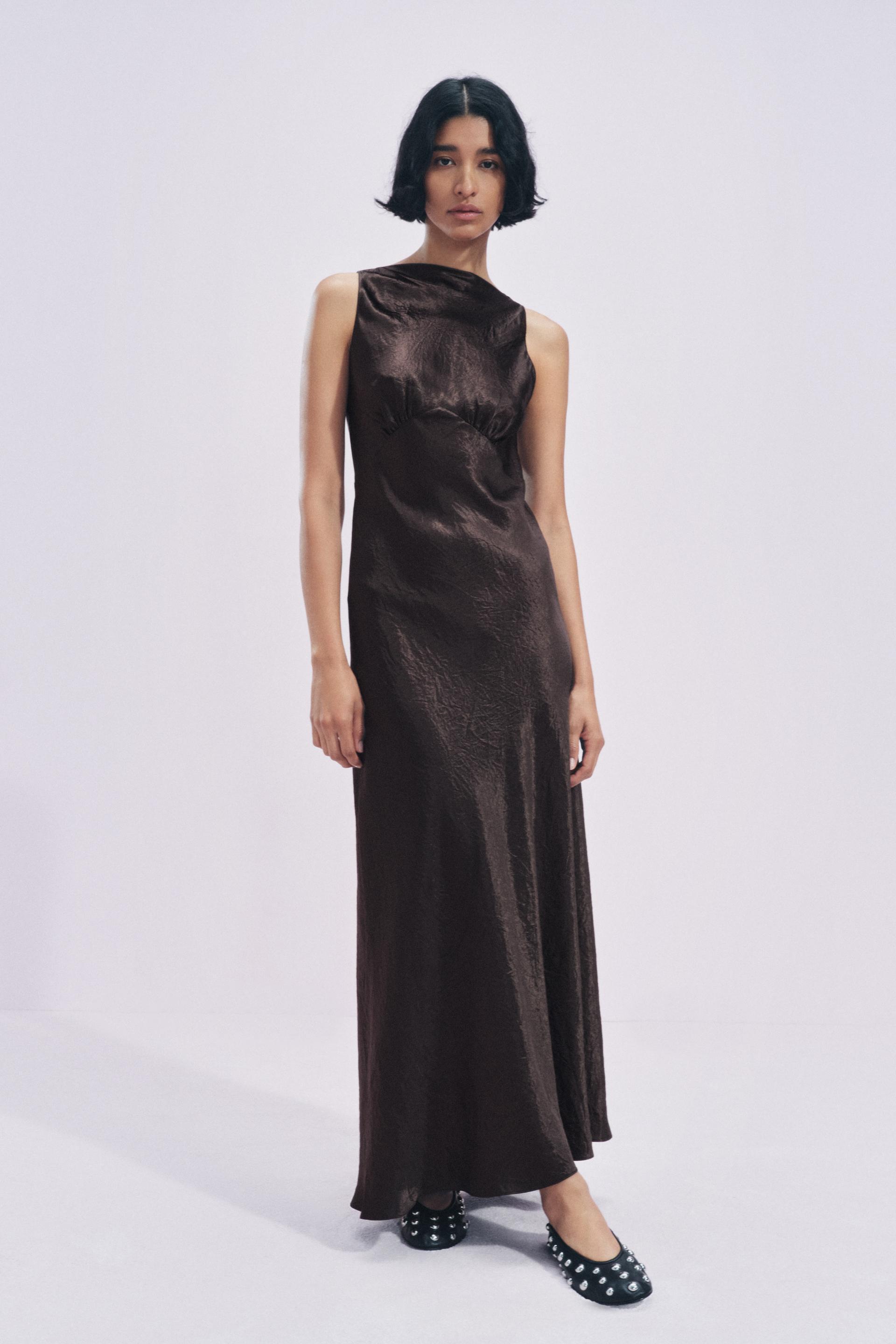 WRINKLED SATIN EFFECT DRESS ZW COLLECTION Product Image