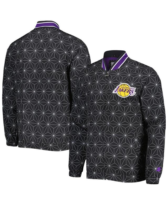 Mens Starter Los Angeles Lakers In-Field Play Fashion Satin Full-Zip Varsity Jacket Product Image