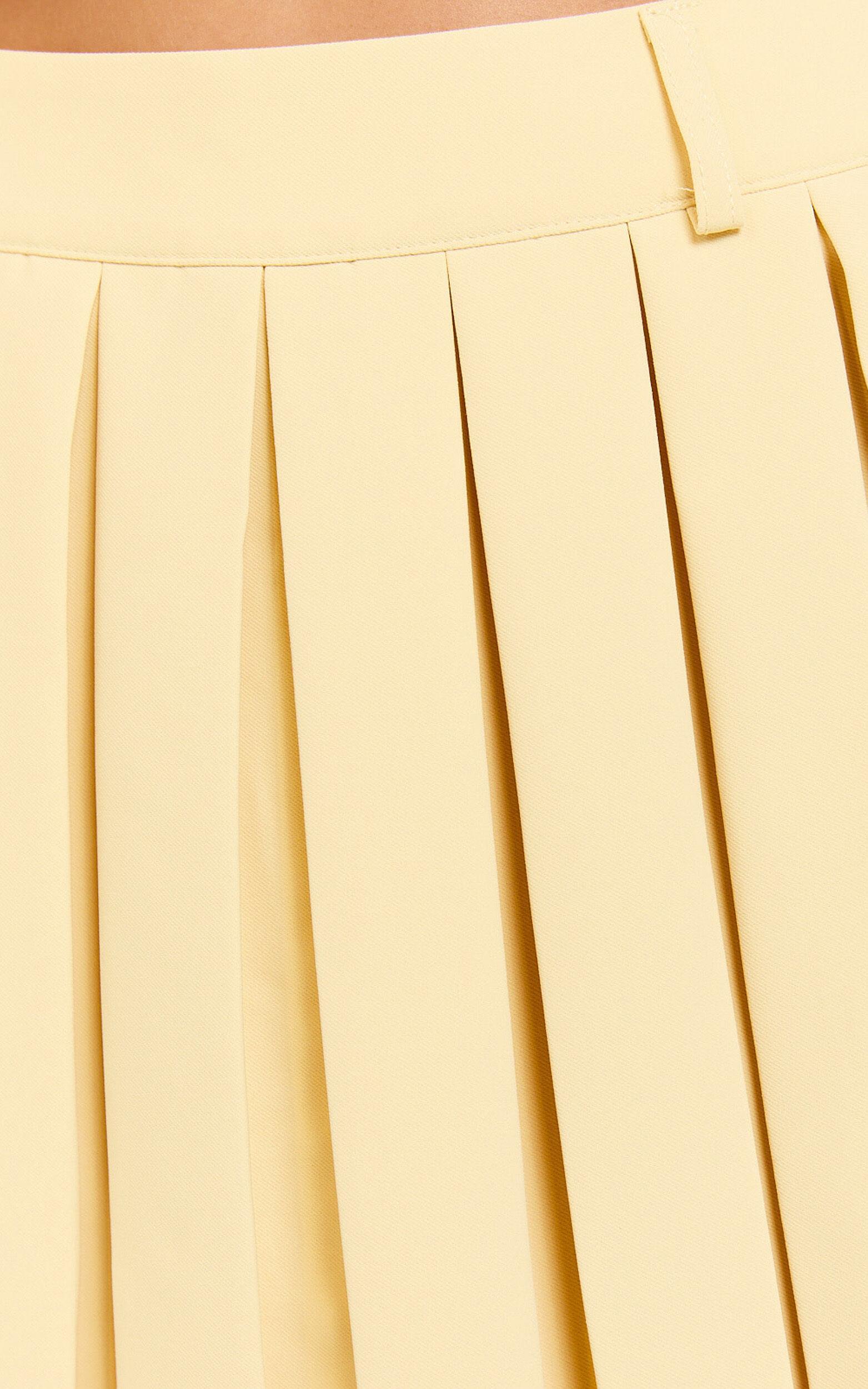 Harlee Mini Skirt - Pleated A line Skirt in Lemon Product Image