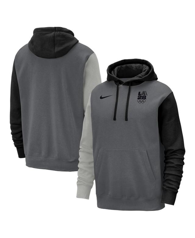 Mens Nike Gray LA28 Color-Block Club Fleece Pullover Hoodie Product Image